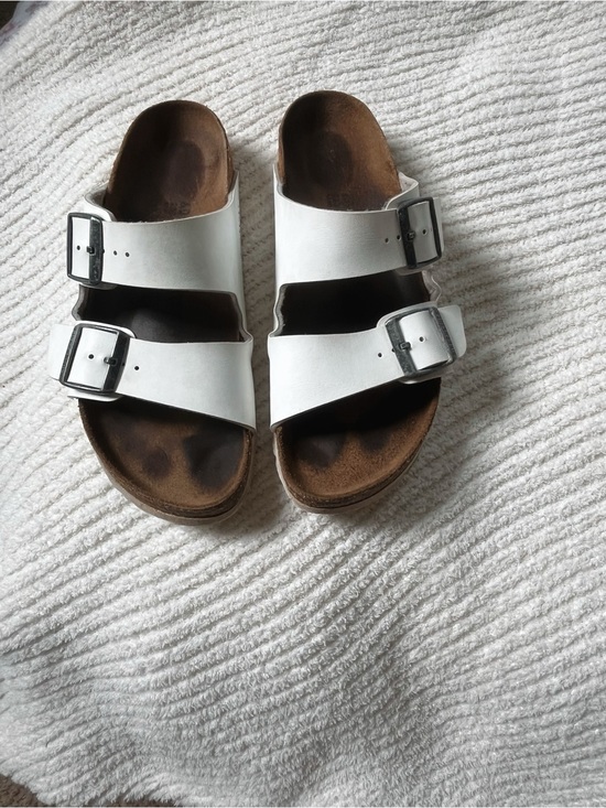 Birkenstock Shoes - Women’s White Birkenstock's Double-Buckle Slide Sandals